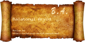 Balatonyi Arvid névjegykártya